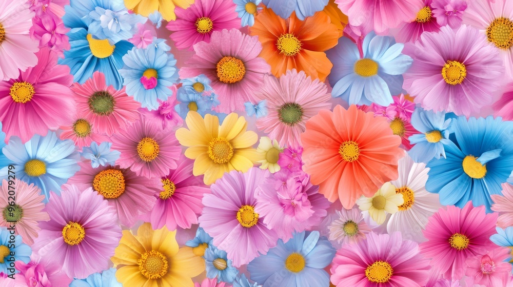 Pattern of many colorful flowers Pattern of many colorful flowers