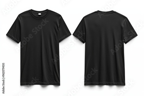 Black Tshirt Mockup Front and Back Isolated created with Generative AI