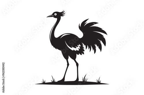 Ostrich silhouette vector illustration, Ostrich silhouette vector