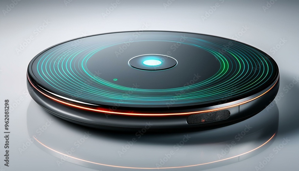 Design a sleek wireless charging pad with a glossy surface, soft LED indicator, and a minimalist design approach Design a sleek wireless charging pad with a glossy surface, soft LED indicator, and a minimalist design approach