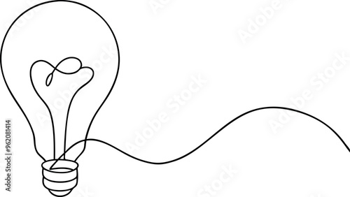 Continuous one line drawing  light bulb concept