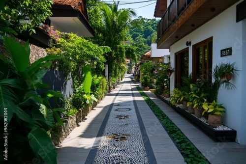 Beautiful cozy street, quiet mornings, peaceful charm is perfect for a morning walk, where the only sounds are birds chirping and the distant chatter of locals