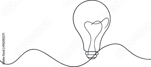 Continuous one line drawing  light bulb concept