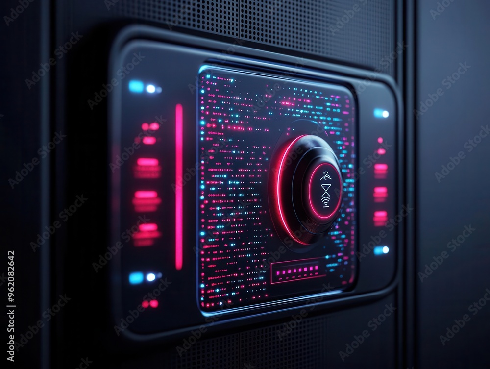 Futuristic access point with biometric facial scanning, secure entry, 3D illustration Futuristic access point with biometric facial scanning, secure entry, 3D illustration