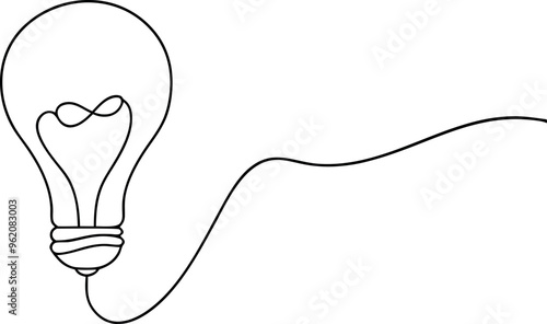 Continuous one line drawing  light bulb concept