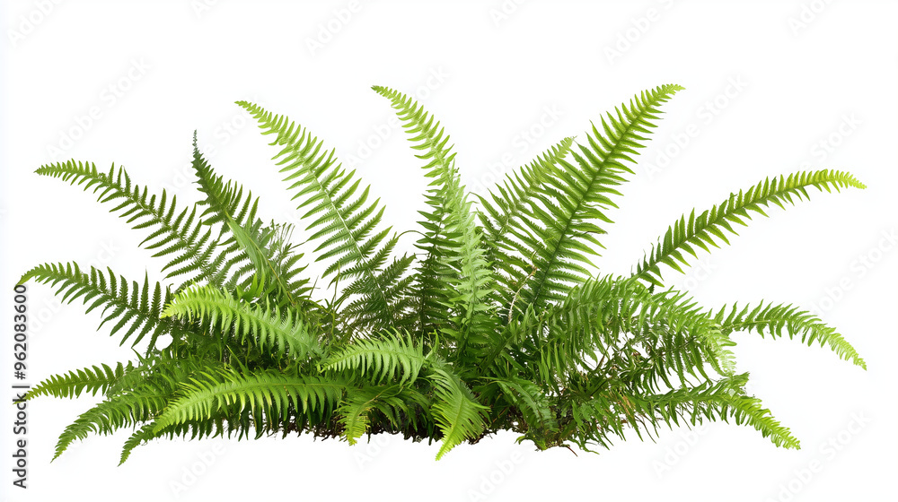 Sword ferns in a forest isolated on white Sword ferns in a forest isolated on white