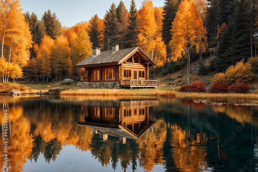 Fototapeta premium autumn landscape with reflection