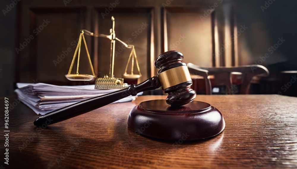 Legal documents and gavel on a desk, close up, justice and law, professional, authoritative atmosphere Legal documents and gavel on a desk, close up, justice and law, professional, authoritative atmosphere