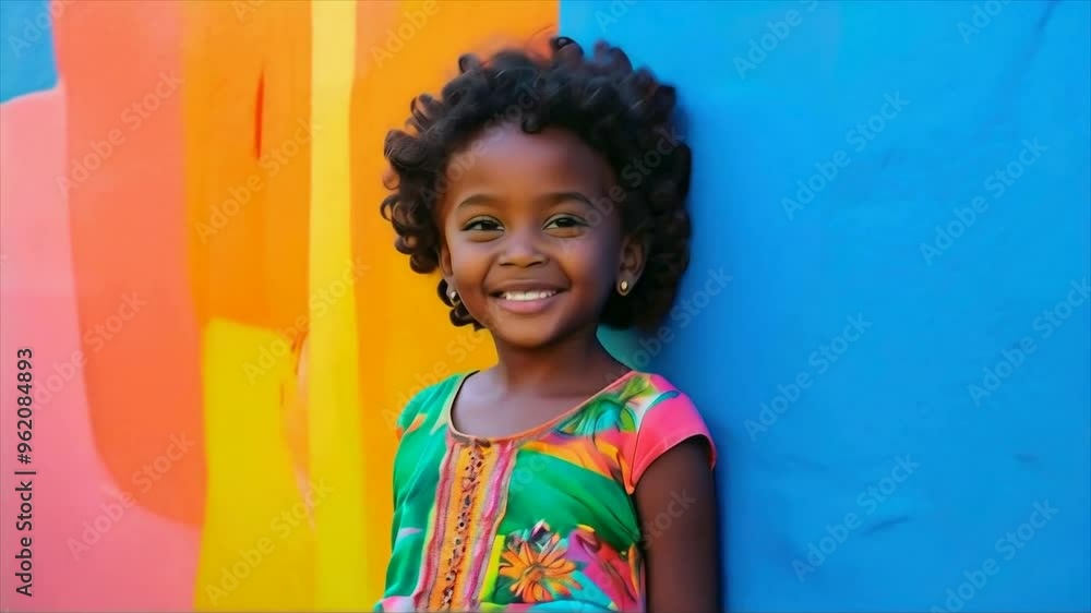 Cute smile of a cute African girl on a color background Cute smile of a cute African girl on a color background