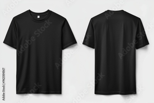 Black Tshirt Mockup Front and Back Isolated created with Generative AI