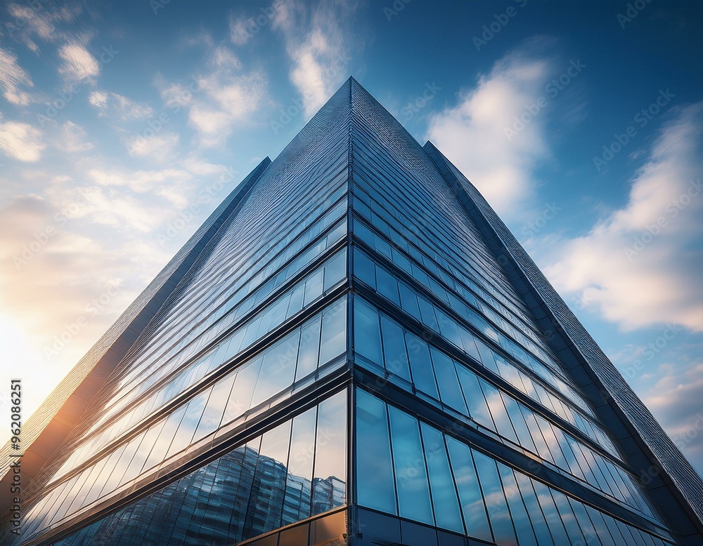 Rising majestically, a modern glass skyscraper showcases the epitome of architectural elegance and sophistication. Rising majestically, a modern glass skyscraper showcases the epitome of architectural elegance and sophistication.