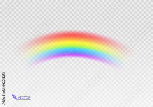 Graphic rainbow with transparent background  Shape arch realistic isolated on white transparent background. Colorful light and bright design element Vector illustration