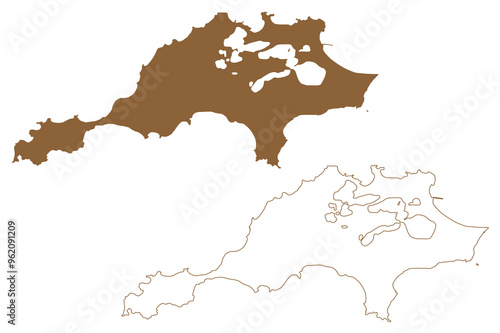 Rottnest island (Western Australia, Commonwealth of Australia, Indian Ocean) map vector illustration, scribble sketch Wadjemup map