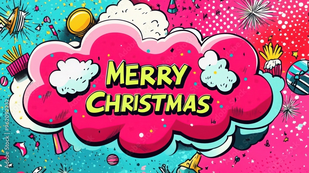 Banner Merry Christmas in pop art and comics book style. Banner Merry Christmas in pop art and comics book style.