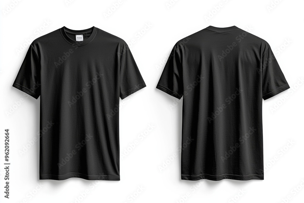 Black Tshirt Mockup Front and Back Isolated created with Generative AI Black Tshirt Mockup Front and Back Isolated created with Generative AI