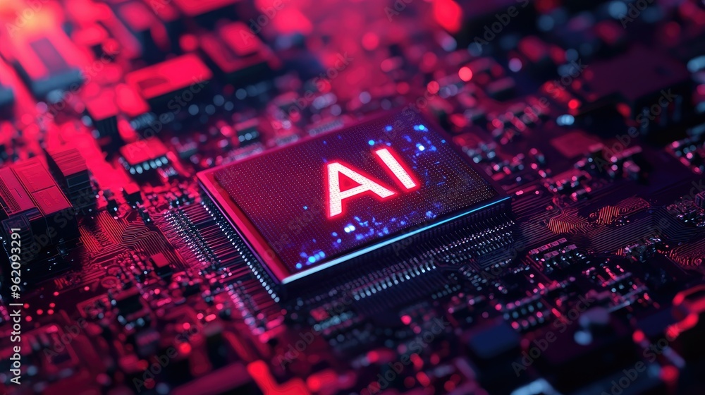 3D rendered chip with a holographic 3D rendered chip with a holographic
