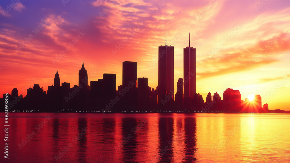 Fototapeta premium New York Silhouette Cityscape Vector style