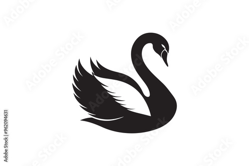 Swan silhouette vector illustration, Swan silhouette vector, Swan silhouette 