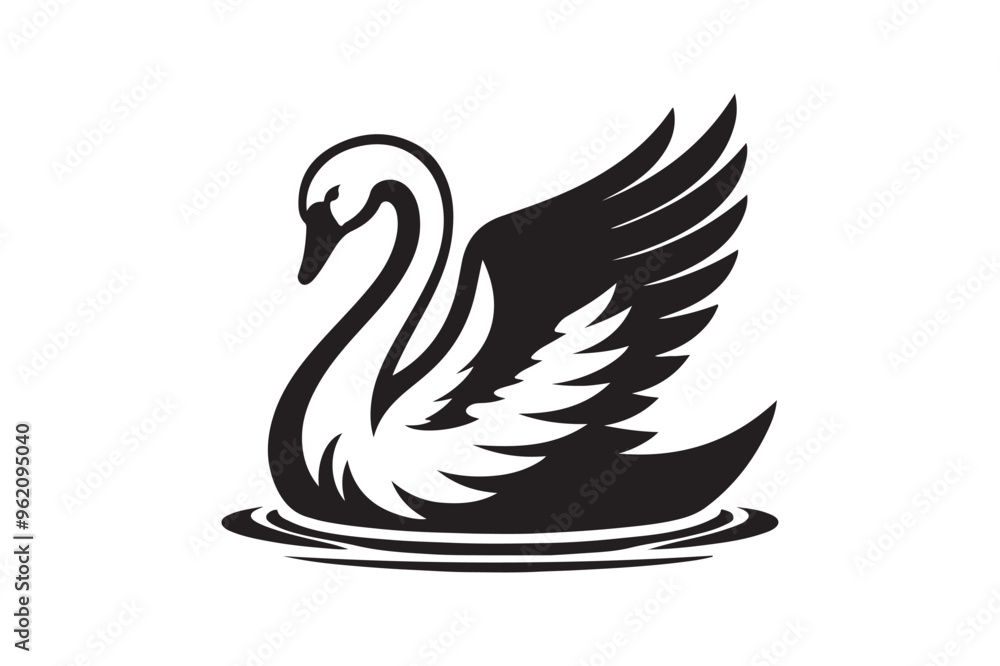 Fototapeta premium Swan silhouette vector illustration, Swan silhouette vector, Swan silhouette 
