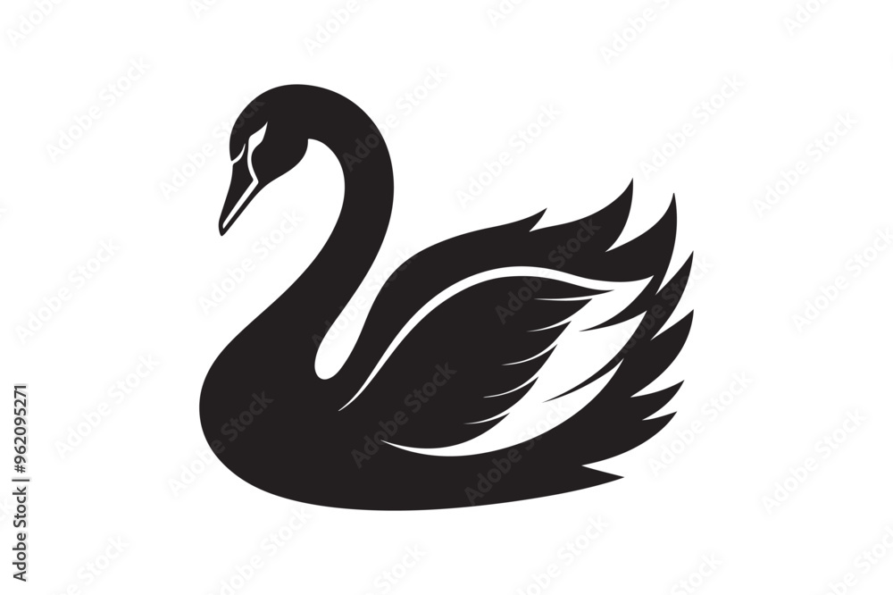 Fototapeta premium Swan silhouette vector illustration, Swan silhouette vector, Swan silhouette 