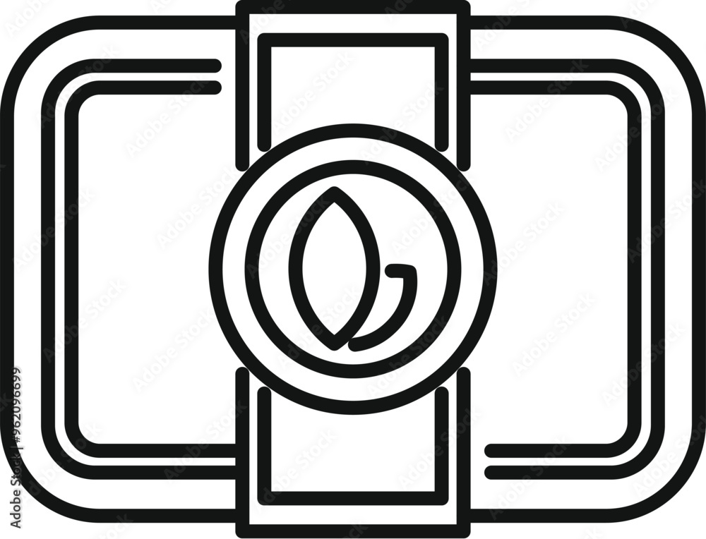 Eco friendly lunch box bringing healthy food icon outline vector for web design isolated on white background Eco friendly lunch box bringing healthy food icon outline vector for web design isolated on white background