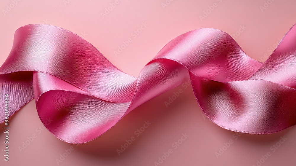 Pink Satin Ribbon on Pink Background Pink Satin Ribbon on Pink Background