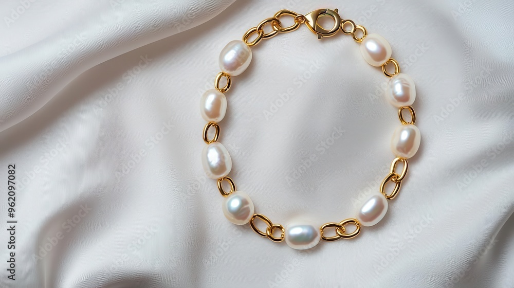 Flat lay of a bold statement necklace with chunky gold links and pearl accents, Jewelry, Timeless design Flat lay of a bold statement necklace with chunky gold links and pearl accents, Jewelry, Timeless design