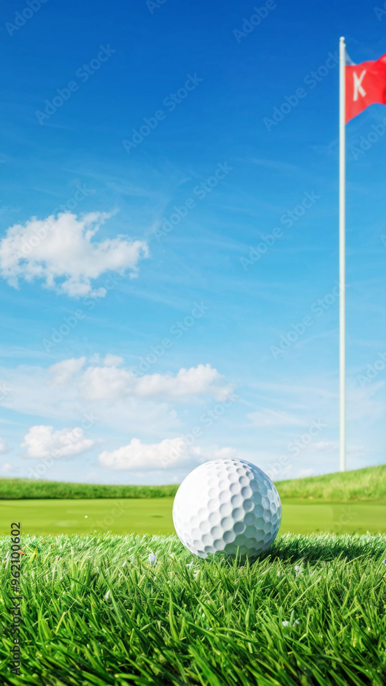 Obraz premium Closeup of Golf Ball on Green Fairway