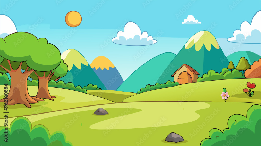 landscape with trees and hills vector illustration landscape with trees and hills vector illustration