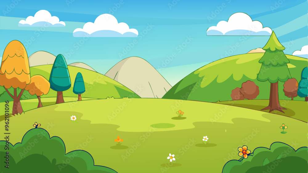 landscape with trees and hills vector illustration landscape with trees and hills vector illustration