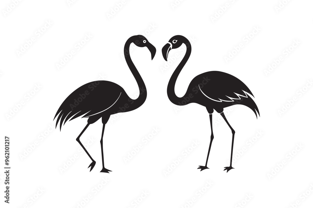 Fototapeta premium Flamingo silhouette vector illustration, Flamingo silhouette vector, Silhouette