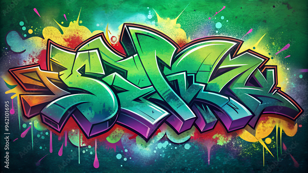 Vibrant street art graffiti with colorful lettering on a textured background Vibrant street art graffiti with colorful lettering on a textured background