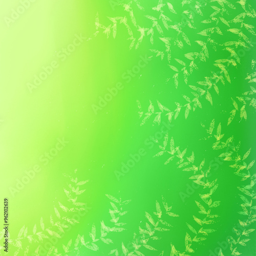 plant leaves climb on green gradient paint brush texture background