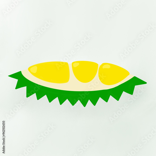 Peeled Durian Fruit Ripe Delicious, flat icon illustration. Peeled Durian Fruit Ripe Delicious Illustration