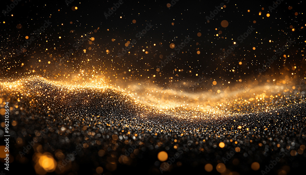 Glowing gold confetti brightens dark night backdrop generated by AI Glowing gold confetti brightens dark night backdrop generated by AI
