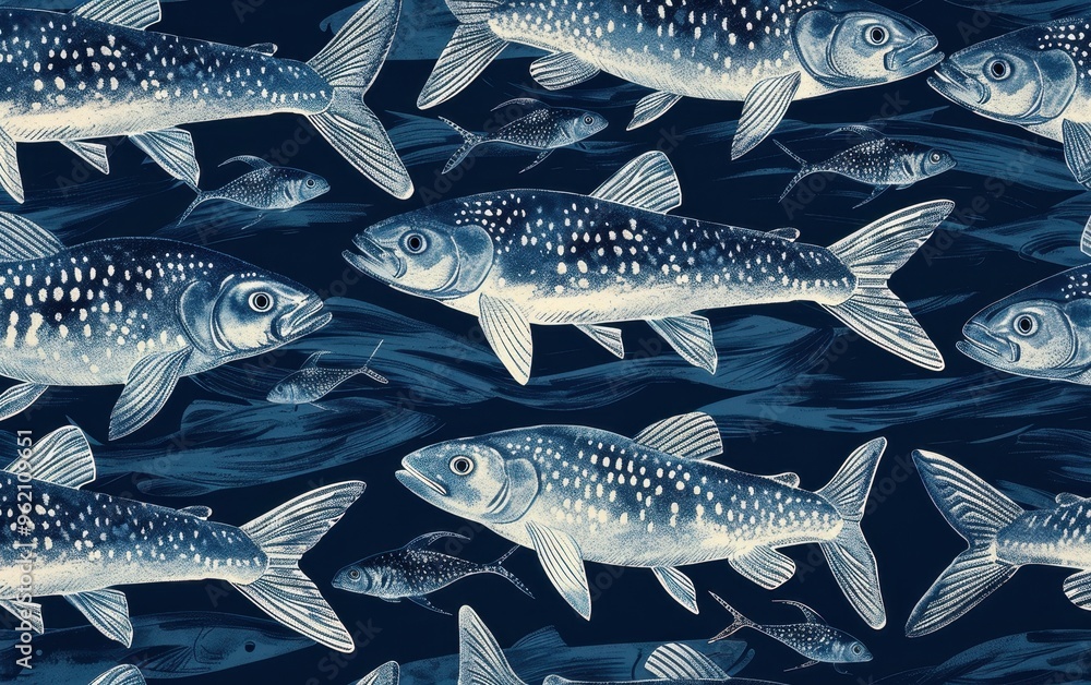 Fototapeta premium Fish Illustration - Blue Ocean
