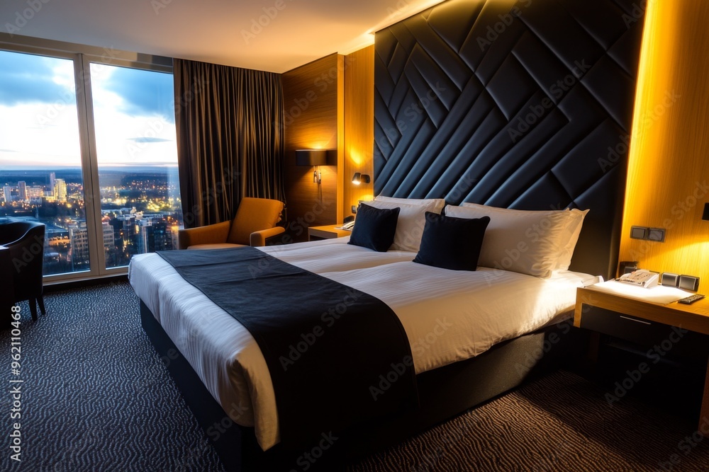 Hotel room, soundproof walls, peaceful sleep ensures that your room stays quiet and undisturbed, perfect for relaxation Hotel room, soundproof walls, peaceful sleep ensures that your room stays quiet and undisturbed, perfect for relaxation