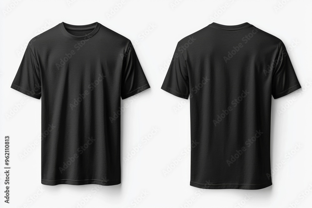 Black Tshirt Mockup Front and Back Isolated created with Generative AI Black Tshirt Mockup Front and Back Isolated created with Generative AI