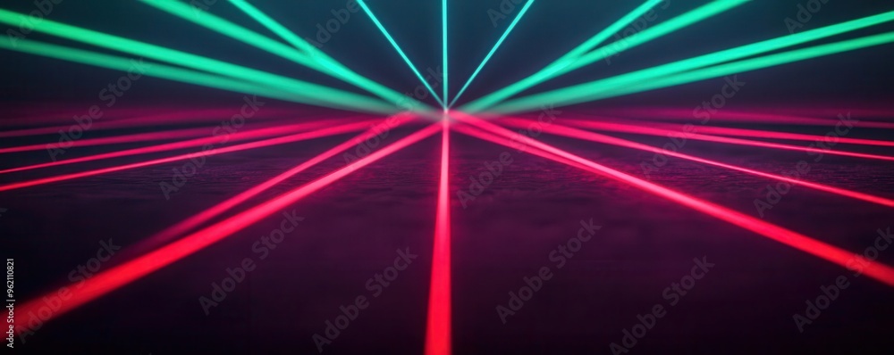 Complex lattice of laser beams, intersecting over a dark stage, deep red and green colors, futuristic sci-fi theme Complex lattice of laser beams, intersecting over a dark stage, deep red and green colors, futuristic sci-fi theme