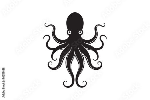 Octopus silhouette vector, Octopus silhouette vector illustration, Octopus silhouette photo