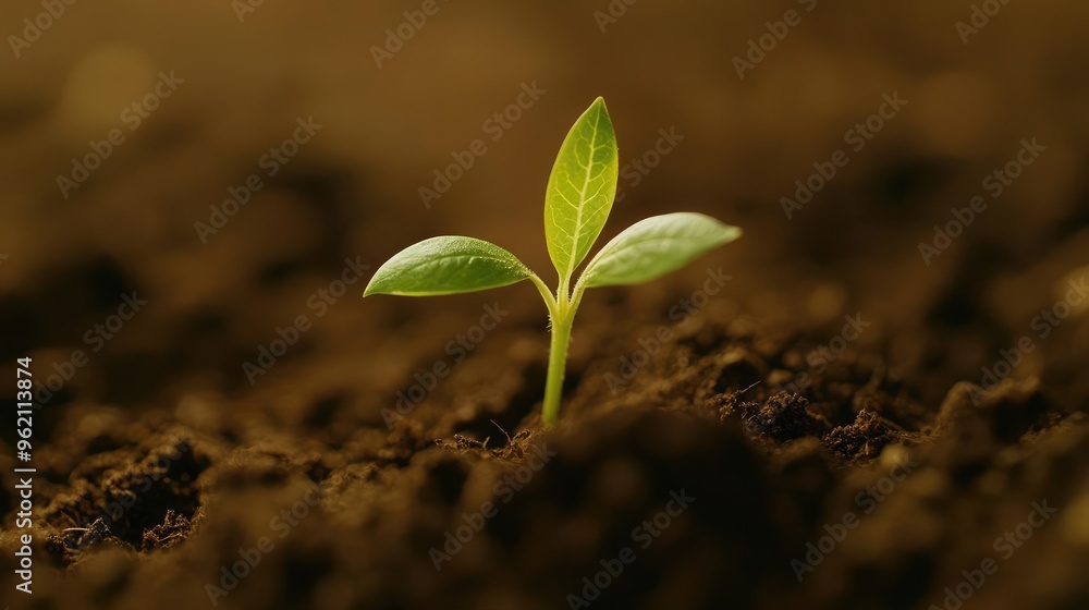 A vibrant green seedling emerging from rich, dark soil, symbolizing growth and new beginnings in nature. A vibrant green seedling emerging from rich, dark soil, symbolizing growth and new beginnings in nature.