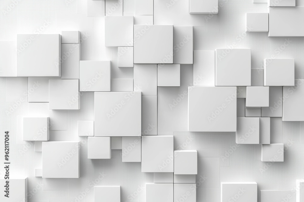 Abstract background with white squares, cubes, and layers in a geometric pattern for modern design. Abstract background with white squares, cubes, and layers in a geometric pattern for modern design.