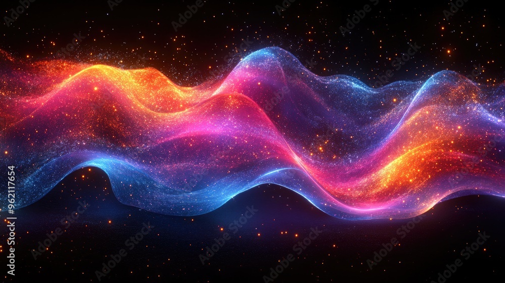 Abstract Fluid Iridescent Holographic Curved Wave in Vivid Colors Abstract Fluid Iridescent Holographic Curved Wave in Vivid Colors