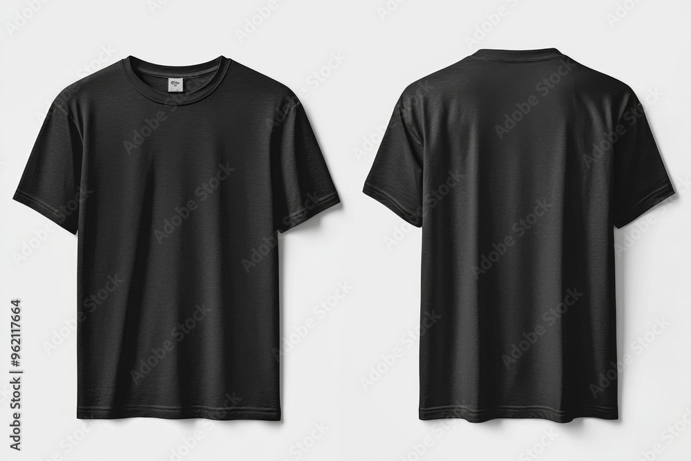 Black Tshirt Mockup Front and Back Isolated created with Generative AI Black Tshirt Mockup Front and Back Isolated created with Generative AI
