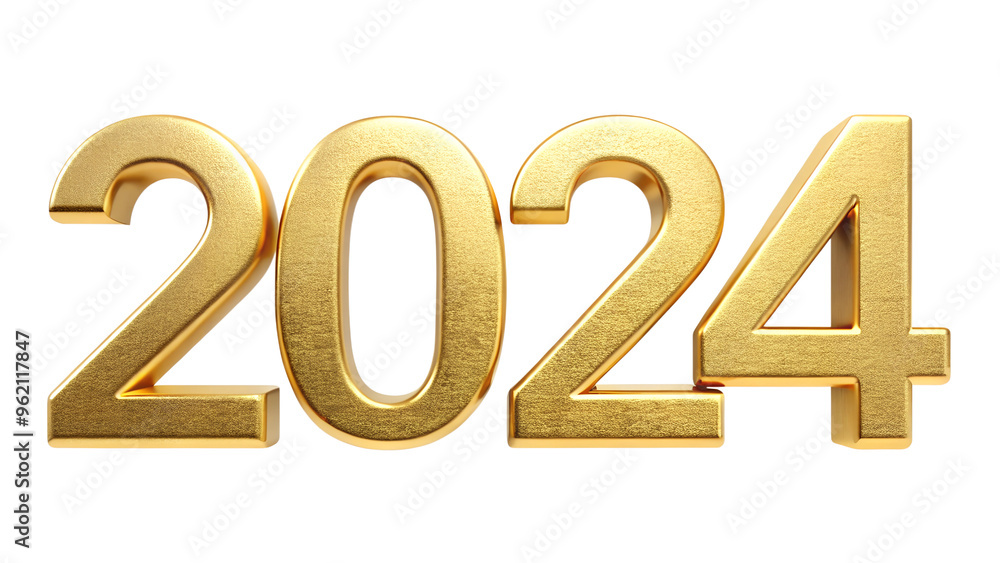 Shiny golden 2024 numbers celebrating the New Year, cut out transparent Shiny golden 2024 numbers celebrating the New Year, cut out transparent