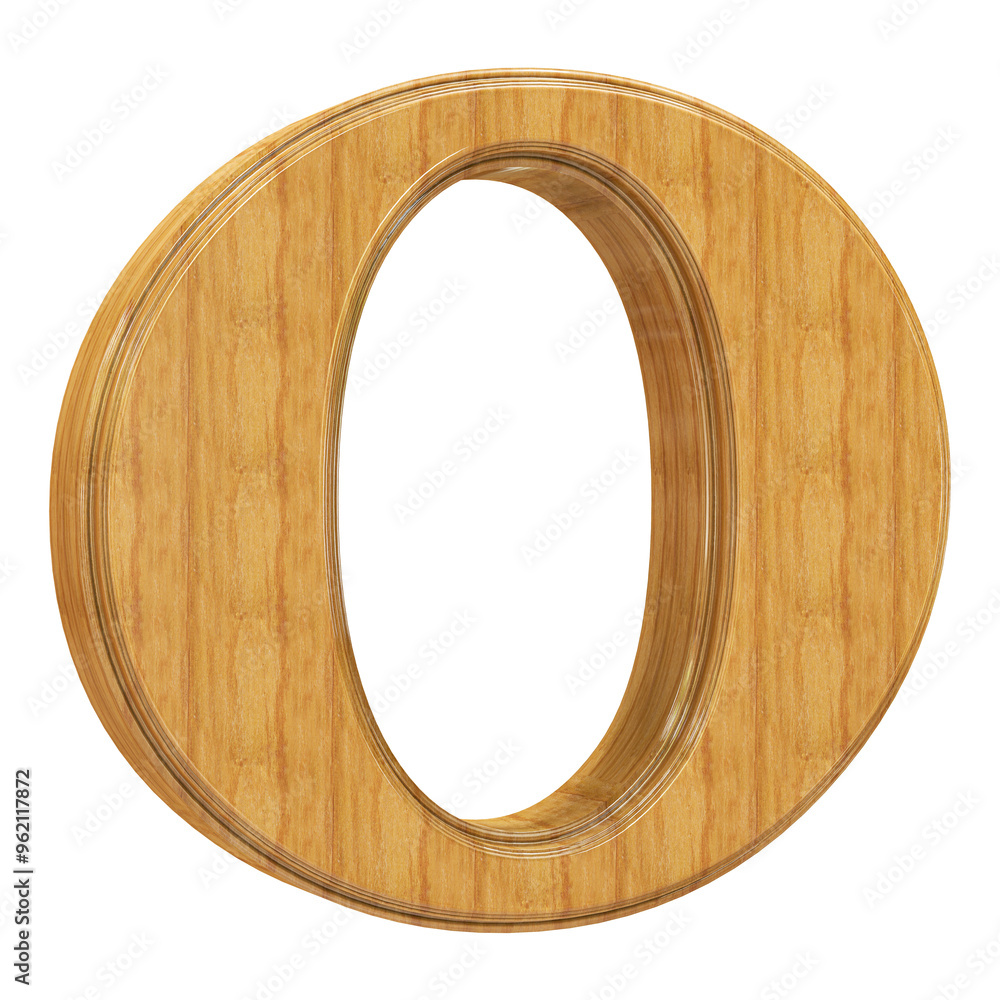 Wooden Letter Font O 3D Render Wooden Letter Font O 3D Render