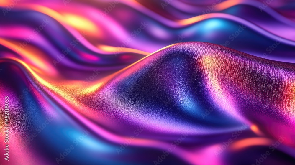 Fototapeta premium Abstract Holographic Purple Green Matte Fluid Iridescent Design