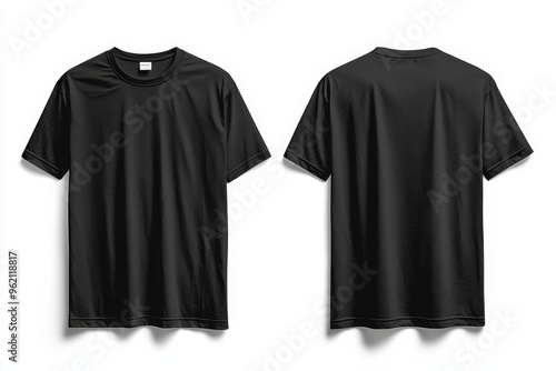 Black Tshirt Mockup Front and Back Isolated created with Generative AI