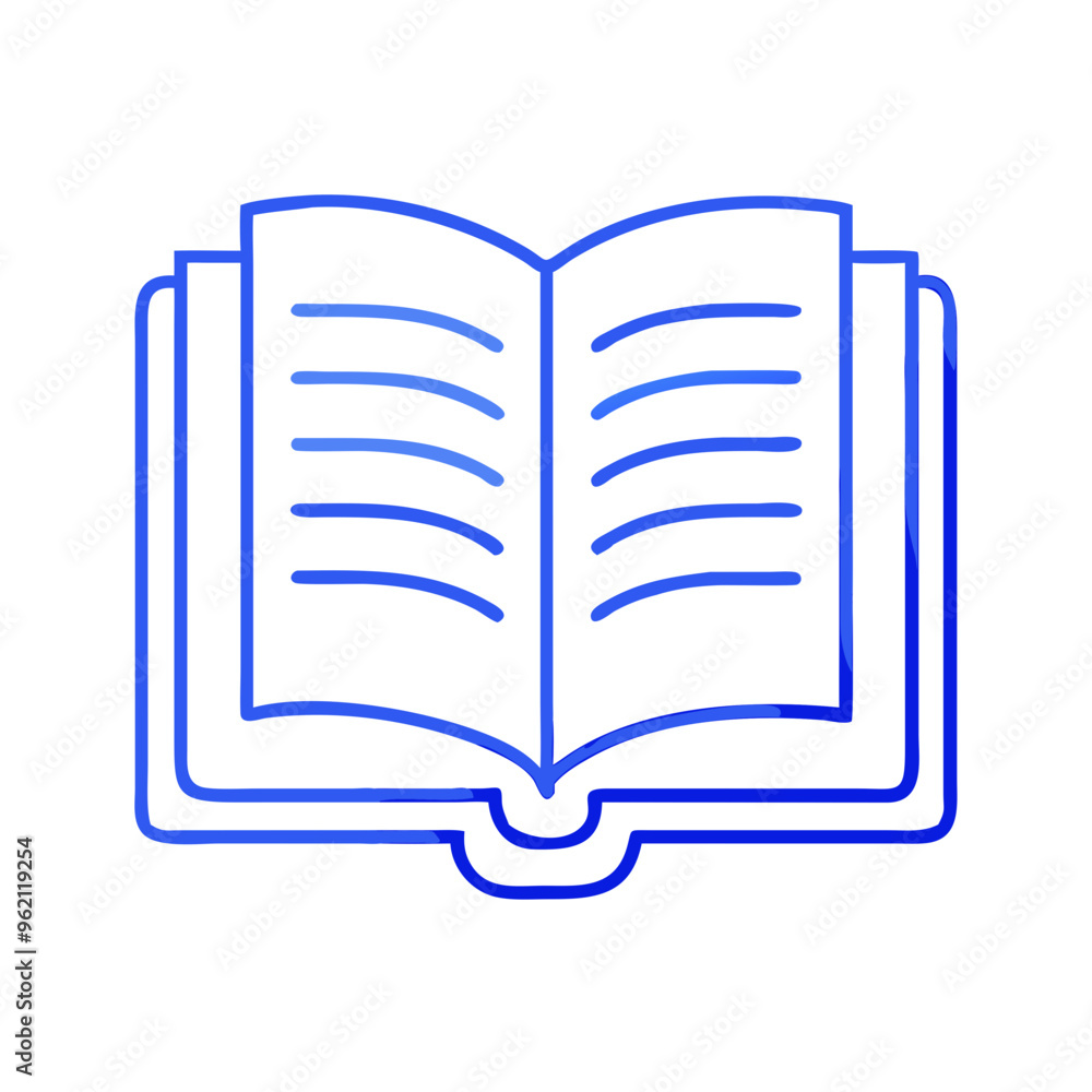 Blue open book icon, flat design, simple and modern, reading and learning symbol on white background Blue open book icon, flat design, simple and modern, reading and learning symbol on white background