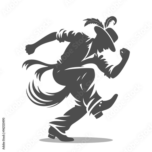 Cultural Cajun Jig dance silhouette. Dancer Vector artwork on isolated background.